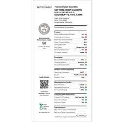 Fisherbrand 11mm Aluminum Crimp Seal, Magnetic, Center hole, Assembled septum 1.3 mm | Buy Online | Fisher Scientific